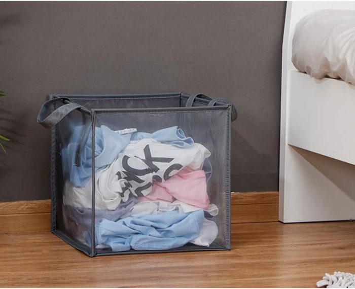 Laundry Bags Hamper Bag with Handles,Portable &Collapsible Dirty Clothes Mesh Basket Foldable for Washing Storage, Kids Room,Dorm or Travel (Black, Single-Layer) - Image 2