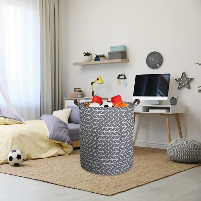 Large Round Storage Baskets,Collapsible Storage Bin, Dirty Laundry Hamper Baskets for Baby Boys and Girls, Office, Bedroom, Toys Nursery Kids Clothes Gift Basket(Arrowhead) - Image 2