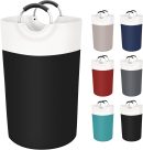 90L Laundry Basket, Freestanding Laundry Hamper, Collapsible Dirty Clothes Hamper, Waterproof Fabric with Foam Protected Aluminum Handles for College, Dorm, Family (Black)