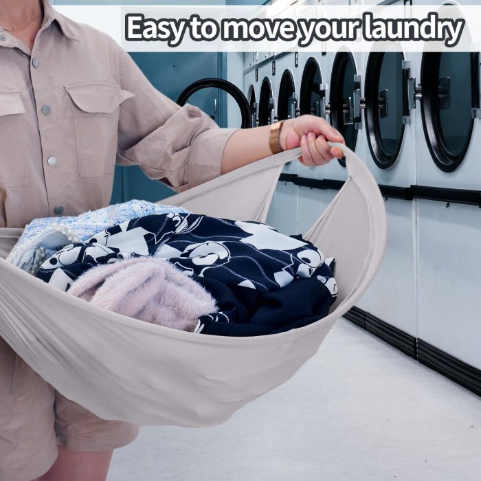 26" Laundry Basket, Collapsible Portable Pop Up Laundry Hampers Fast Access and Convenient to Clothes from the Dryer Easy to Store Grey - Image 2