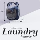 Collapsible Mesh Pop Up Hamper with Wide Opening and Side Pocket – Breathable, Sturdy, Foldable, and Space-Saving Design for Clothes and Storage. (Blue | 2-Pack)