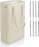 Slim Laundry Basket with Handles Collapsible Linen Hampers for Bedroom Storage Built-in Lining with Detachable Brackets Well-Holding Foldable Laundry Hamper for Toys Clothing Organization