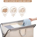 160L Collapsible Laundry Hamper with Wheels, Rolling Laundry Basket, Heavy Duty Laundry Sorter with Removable Bag, Folding X Frame Laundry Organizer Cart for Easy to Store, 3 Section