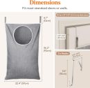 Over Door Laundry Hamper, Large Collapsible Hanging Laundry Hamper, Hanging Laundry Basket Bag for Bathroom Bedroom Dirty Clothes Storage Organizer, Light Gray