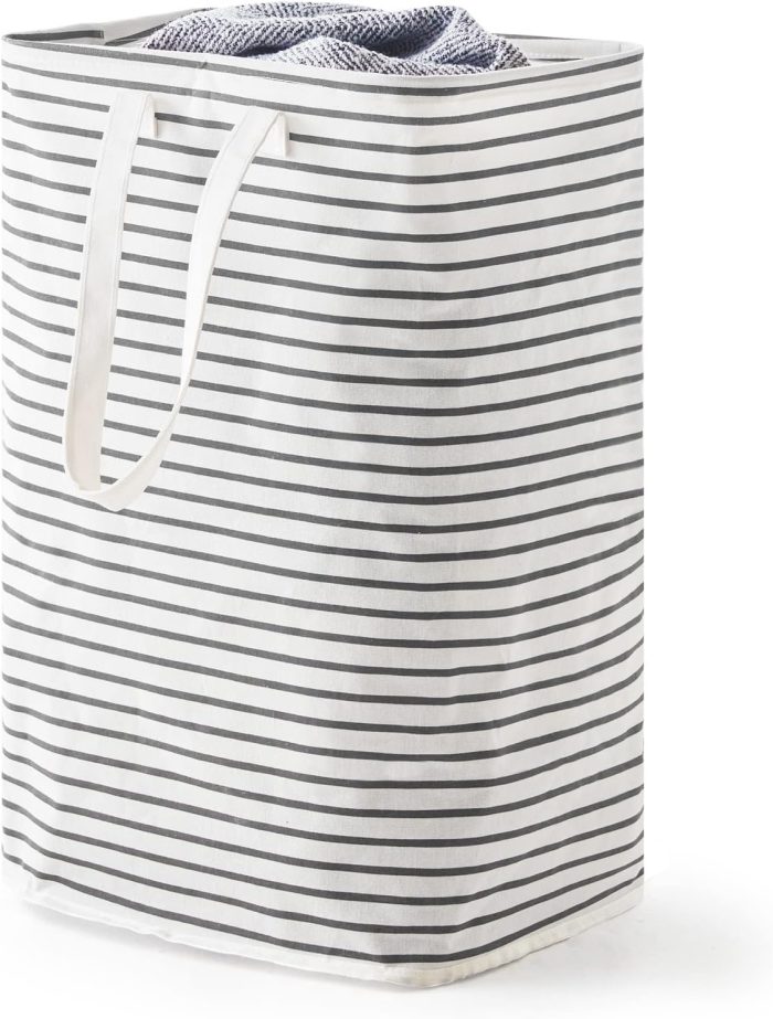 70L Freestanding Laundry Hamper, Collapsible Waterproof Clothes Basket with Easy Carry Long Handle, Washing Bag for Clothes, Toys (1 Pack, Grey)