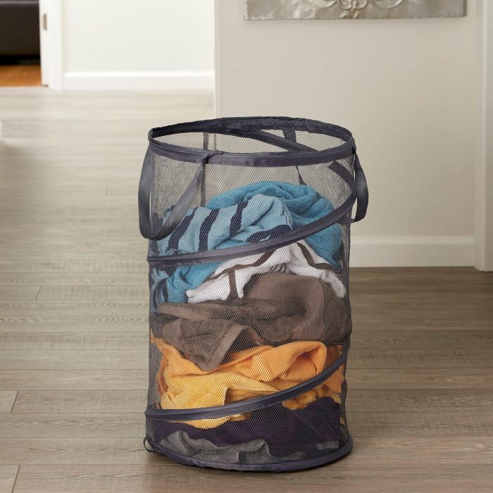 2027-1 Pop-Up Collapsible Mesh Laundry Hamper | Charcoal - Image 2
