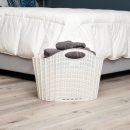 40L Collapsible Laundry Hamper, Clothes Basket, Premium Wicker Design, Plastic, 21.5"L x 15"W x 15.25"H, Ivory