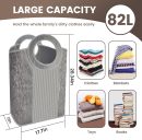 82L Large Laundry Basket with Handles,Grey Heavy Duty EVA Laundry Hamper Collapsible & Portable Mesh Clothes Storage Bag Freestanding Organizer for Bedroom Laundry Room Dirty Clothing Hamper