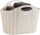 40L Collapsible Laundry Hamper, Clothes Basket, Premium Wicker Design, Plastic, 21.5"L x 15"W x 15.25"H, Ivory