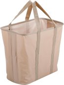 75L Collapsible Laundry Basket Caddy - Natural - XL Foldable Tote Bag for Dirty Clothes - Strong Handles - Durable Fabric - Water Resistant - Lightweight