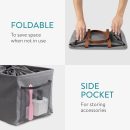 Collapsible Laundry Baskets - Set of 2 - Foldable Washing Hampers - Clothes Storage Bins with Fabric Drawstring Lid & Side Handles - Gray