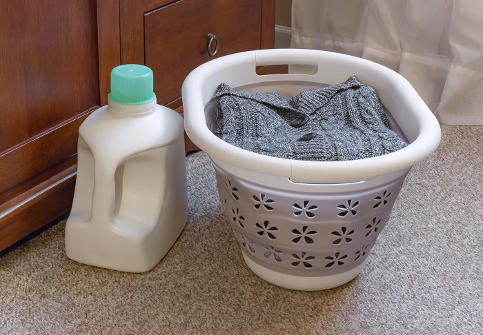 Collapsible Laundry Basket | Features Simple Pop-Open & Collapse-Down Design | Waterproof for Easy Clean-Up | Measures 14.5” x 19.75” x 2.5”/10” Collapsed/Expanded, Taupe & White (51951) - Image 2